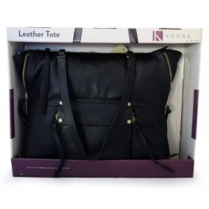 KOOBA Black Genuine Leather Tote Shoulder Bag